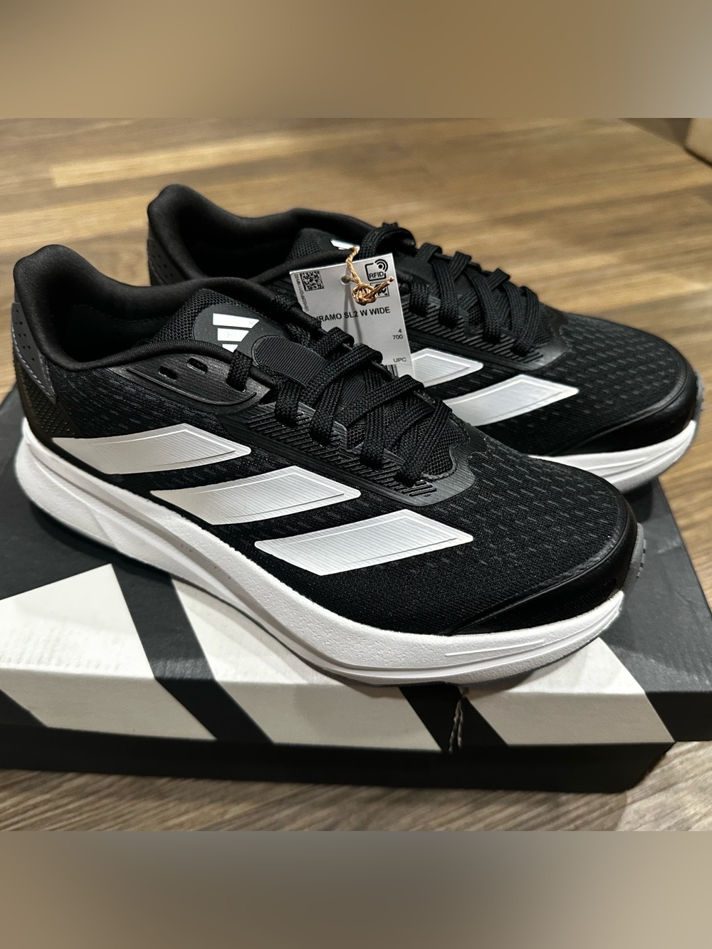 adidas Youth Duramo SL 2 Wide Black with White Stripes